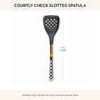 MACKENZIE-CHILDS Slotted Kitchen Spatula, Silicone Spatula for Cooking, Black-and-White Courtly Check