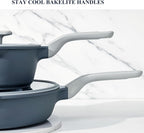 PRICUSIS Nonstick Saucepan Set with Lids, 2QT and 2.7QT Ceramic Sauce Pan Set, Non Toxic Sauce Pots with Pour Spouts for Multipurpose Use, PTFE, PFOA & PFAS Free, Induction Compatible