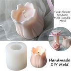 Silicone Candle Mold, 3D Handmade Soap Mould,Tulip Flower Shape Mold,Fondant Chocolate Baking Molds,Polymer Clay Casting Mold for Candle Making Home Decoration