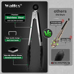 Walfos Small Silicone Tongs for Cooking- 7 inch Mini Kitchen Tongs with Silicone Tips, Great for Cooking, Turning, Serving, Food tongs Set of 3