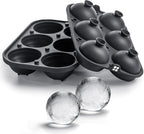Glacio Ice Cube Molds – Large Silicone Ice & Sphere Mold Combo with Built-In Easy-Fill Funnel 2-Inch Round & Square Whiskey Ice Molds for Cocktails & Bourbon