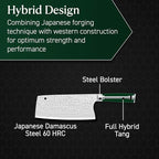 HexClad Cleaver Knife, 7-Inch Japanese Damascus Stainless Steel Blade, Pakkawood Handle