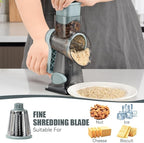 XUANYILA Rotary Cheese Cheese Grater Hand Crank Vegetable Cheese Grater for Kitchen 3 Changeable Blades for Cheese Potato Zucchini Nuts Chocolate - GreyBlue