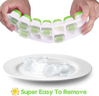 Silicone Ice Cube Tray, Jrisbo 4 Pack Easy-Release & Flexible 14-Ice Cube Trays with Spill-Resistant Removable Lid, Stackable Ice Trays with Covers for Freezer, Cocktail (Green)