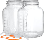 2 Pack 1.1 Gallon Square Super Wide Mouth, Airtight Glass Storage Jars, with Measurement Marks, Leak-Proof Lids for Kitchen Pantry, Canning, Dry Food (Flour, Sugar) & Drinks