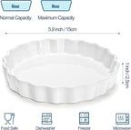 Foraineam 6 Pack 8 Ounce Porcelain Creme Brulee Ramekins Mini Fluted Quiche Dishes, 6 Inch Tart Pan Round Pie Plates for Baking, Dishwasher and Oven Safe