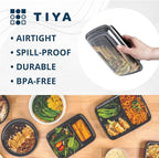 TIYA Food Containers - 38 oz Bulk 150 Pack with Lids - Rectangular Plastic To-Go Containers - Reusable, Microwavable, Dishwasher Safe - Leak-Proof for Meal Prep - BPA-Free