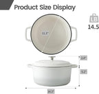 Enameled Cast Iron Dutch Oven Pot With Lid, Dutch Oven for Sourdough Bread Baking Round Pot Dule Handle, 7.5 Quart, White