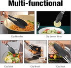 Kitchen Tongs 2 Pcs Tongs for Cooking Black Silicone Tongs 7 Inch 9 Inch Stainless Steel Locking Food Tongs with Silicone Tips Heat Resistant Serving Tong for BBQ Food Grilling Salad Kitchen Utensils