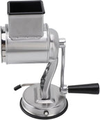 Manual Cheese Grater Stainless Steel Kitchen Hand Crank Grinder with 5 Interchangeable Blades and Handle for Vegetable Nut Potato (Silver)