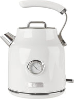 Haden Dorset 1.7 Liter Stainless Steel Electric Kettle, Hot Water Kettle with 360-Degree Base and Auto Shutoff, Ivory & Chrome
