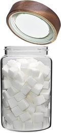 Glass Coffee Jars Spice Jar Round Storage Canister with Wooden Lid Clear Glass Food Jar for Pantry Sugar Tea Coffee Bean Spice Nuts Cookies Bath Salts (900ml/30oz-1 pack)