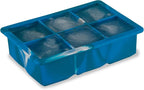Host Ice Cube Tray with Lid, Makes 6 Large 2" Cubes, Durable Silicone Trays, Perfect for Cocktails, Beverages, Mocktails, Iced Coffee, Tea, Infused Water, Kitchen Essentials, Set of 1, Blue Marble