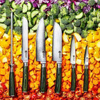 HexClad Essential Knife Set, 6-Piece, Japanese Damascus Stainless Steel Blades, Full Tang Construction, Pakkawood Handles