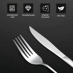SANTUO 12 Pcs Silverware Set with 6 Steak Knives and 6 Dinner Forks,Flatware Set with Top Food Grade Stainless Steel,Tableware Cutlery Set For Home Restaurant Hotel, Mirror Finish, Dishwasher Safe