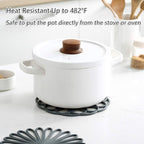 Set of 3 Silicone Trivet Mat - Hot Pot Holder Hot Pads for Table & Countertop - Trivet for Hot Dishes - Non-Slip & Heat Resistant Modern Kitchen Hot Pads for Pots & Pans, Sky Blue