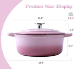 Enameled Cast Iron Covered Dutch Oven with Lid Round Pot for Bread Baking, 7 Quart, Pink