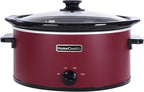 HOMECOOKIN 7 Quart Slow Cooker Oval Manual Pot Food Warmer with 3 Cooking Settings, Red Stainless Steel