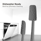 Kitchen Mama WaltzGrip Platinum Silicone Jar and Can Spatula Utensil Set: Heat Resistant, Nonstick Scraper, Scooping, Perfect for Smoothies, Jam, Cream, Butter, Dishwasher Cooking Gadget (Metal Gray)