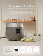 CUCKOO Twin Pressure Rice Cooker 6-Cup Uncooked / 12-Cup Cooked with Nonstick Inner Pot, Versatile Rice Maker & Warmer with 16 Menu Options, Open Cooking Mode, Voice Guide, Gray (CRP-ST0609FG)