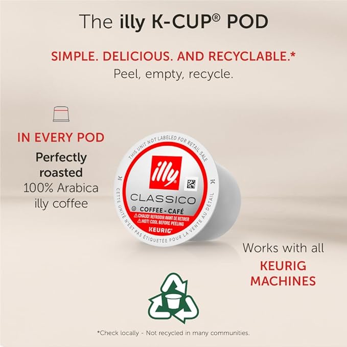 Illy Coffee, Intenso Dark Roast K-Cups, Made With 100% Arabica Beans, Intense & Robust Flavor, All-Natural, No Preservatives, Pods for Keurig Machines, 128 K-Cup Pods