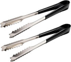 2 Pcs Stainless Steel Ice Tongs,6Inch Heat-Resistant Food Tongs with Black Silicone Handles - Ideal for Ice Cubes, Fruits, Milk Tea, Sugar Cubes, Home Kitchen Use