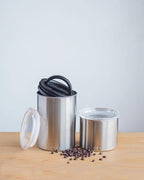 Planetary Design Airscape Stainless Steel Coffee Canister | Food Storage Container | US Patented Airtight Lid | Push Out Excess Air Preserve Food Freshness (Small, Matte Yellow)