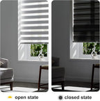 Persilux Cordless Zebra Blinds for Windows Free-Stop Roller Windows Shades (24" W X 72" H, Grey) Dual Layer Light Control for Day and Night, Light Filtering Sheer Shades for Home, Bedroom