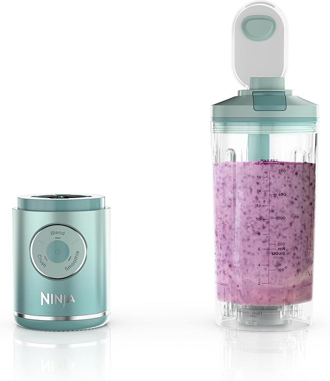 Ninja BC251MT Blast Max Personal Cordless Blender for Smoothies, Blend, Ice Crush, 22 oz. Twist & Go Vessel, Sea Glass - Certified Refurbished