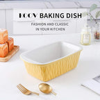 Ceramic Loaf Pan for Baking Bread, 9 x 5 inch Bread Pan, Rectangular Bread Loaf Pan, Ceramic Bakeware for Cooking, Home Kitchen, Bread Baking Pan Texture Series (Yellow)