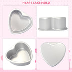 Heart Shaped Cake Pan Aluminum Cake Pans Heart Cake Tin Baking Cake Mold for Valentine's Weddings Birthday Party (3, 6 inch,8 inch,10inch)