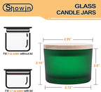 SHOWIN Thick Candle Jars for Making Candles 16 Pcs, 4 OZ Empty Jars with Wood Lids for Candle Making, Sample Container - Dishwasher Safe, Frosted Green
