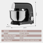 Stand Mixer, 5.5 Quart, 10 Speed Tilt-Head Kitchen Mixer, Copper Motor, Household Food Mixer with Bowl, Flat Beater, Dough Hook, Egg Whisk (300W Black)