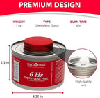 Gas One 6 pack 6 Hour Chafing Fuel - Food Warmer for Chafing Dish Buffet Set - Liquid Safe Fuel With Wick & Lid Opener for Chafing Dish