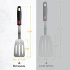 Stainless Steel Spatula, Flexible Metal Slotted Turner for Cast Iron Skillet, Thin Blade and Heat Resistant Silicone Handle, Great for Egg, Cookie, Meat, Crep, Medium