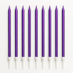 by Tugba Aydan - Purple Birthday Candles - 24 Count Long Thin Purple Birthday Candles for Cake, Metallic Cake Candle for Birthday, Party Candles