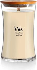 WoodWick Vanilla Bean Holiday Candle Gifts for Women and Men, 21.5 oz Large Hourglass Candle with Crackling Wick