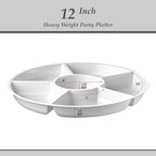 Plasticpro 6 Sectional Round Plastic Serving Tray/Platter (8, White)
