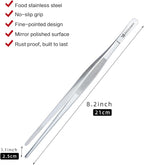 2 Pcs 8.5 Inch Kitchen Tweezers Fine Tweezer Tongs, MSY BIGSUNNY Stainless Steel Food Tweezers Multi-function Cooking Tongs Kitchen Serving Tong