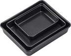 Nonstick Roasting Pan, Deep Baking Pan Set, Large Cake Pan Sets for Oven, 3-Piece Brownie Pan （Black）