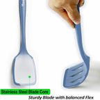 600˚F Heat Resistant Silicone Spatula Set, 13.6" Kitchen Spatula Turners for Non Stick Cookware, Flexible Spatulas with Thin Edges, Seamless Cooking Utensils for Fish, Eggs, Pancakes, Starry Blue