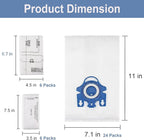 24 Pack 3D Airclean GN Vacuum Bags Compatible with Miele Classic C1, Complete C1, Complete C2, Complete C3, S400i S600 S2 S5 S8 Series, 6 Motor Protection Filters 6 AirClean Filters 1 Cleaning Brush