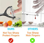 Vegetable Peeler, Potato Peelers for Kitchen Stainless Steel Multi-function Set Fruit Peeler For Kitchen and Household Tools Y & I Shape Swivel Blades with 2 Orange Citrus Peelers(Black)
