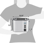 Elite Gourmet ECT2145 Extra Wide Slot 2-Slice Toaster, Bagel Function Reheat, Defrost, & Cancel Functions, 6 Toast Settings, Built-in Warming Rack, Countdown Timer, Stainless Steel