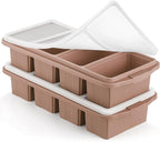 Silicone Freezer Tray With Lid - Silicone Freezer Food Molds- Large Ice Cube Tray,Silicone Freezer Container,Freeze & Store Soup, Sauce, Broth,Leftovers - Makes 4 Perfect 1 Cup