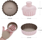 Mini Round Tart Pan with Removable Bottom, Nonstick Mini Pie Pans for Baking, Carbon Steel Quiche Pan Set for Cupcake Muffin Cakes and Desserts, Including 6 Tart Pan and 1 Tart Tamper (Pink)