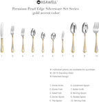 KEAWELL Pearl Edge 4-Piece Premium Spoon Set, 18/10 Stainless Steel, Fine Silverware Spoons with Refined Bead Design, Brightly Polished, Dishwasher Safe (Gold Accent, 6.4" Teaspoons)