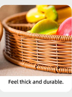 hand-woven round rattan basket storage basket storage box ornaments decorative basket multifunctional picnic food bread basket fruit gift basket key basket. (Chinese plum)