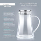 Teabloom Insulated Teapot Keeps Tea Hot – Tea Maker For Two (24 oz) – Double Wall Heatproof Glass Tea Steeper with Stainless Steel Filter Lid for Loose Leaf Tea