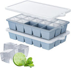 Silicone Ice Cube Tray 2 Pack, HANCELANT Ice Cube Mold, Ice Trays for Freezer with Lid for Whiskey, Baby Food, BPA Free, Easy Release
